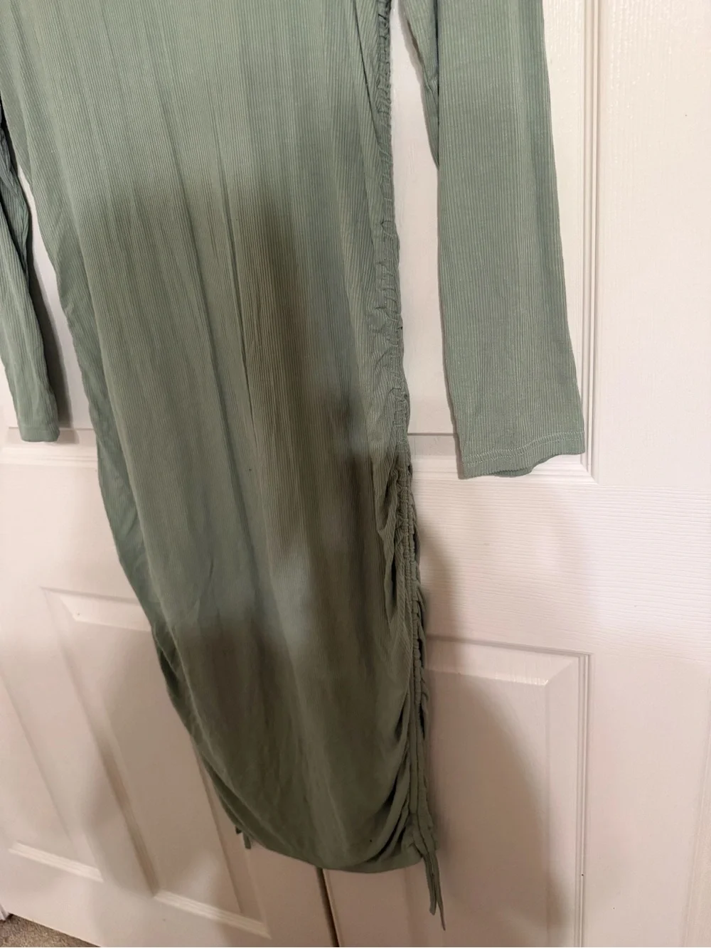 Long Sleeve Sage Green Midi Dress - Women